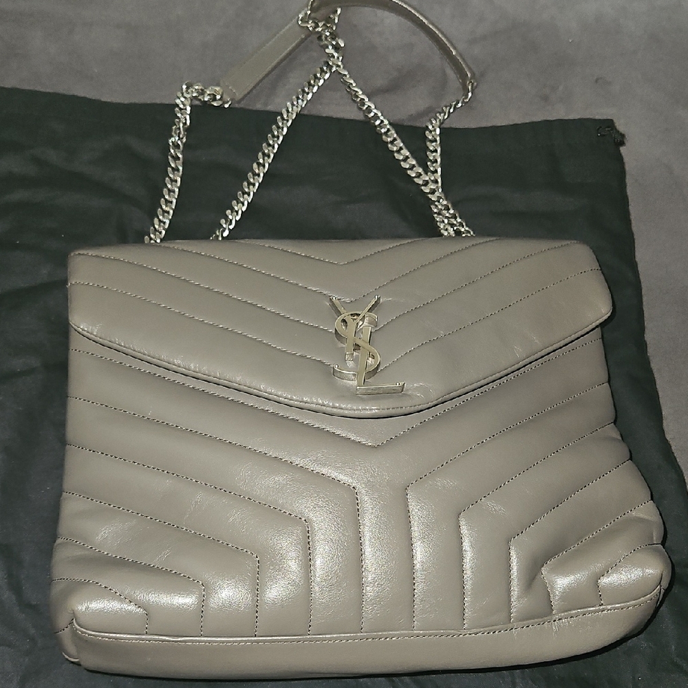 Yves Saint Laurent Gray Quilted Shoulder Bag